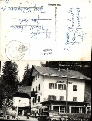 538569,Trentino Bolzano Foto-AK Welschnofen Gasthaus zum Löwen Oldtimer Auto