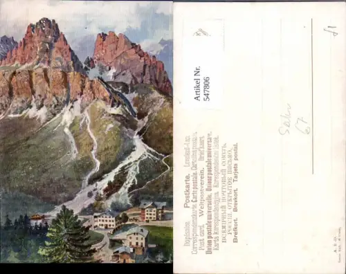 547806,Künstler AK Treiber Trentino Bolzano Sexten Drei Zinnen Hotel