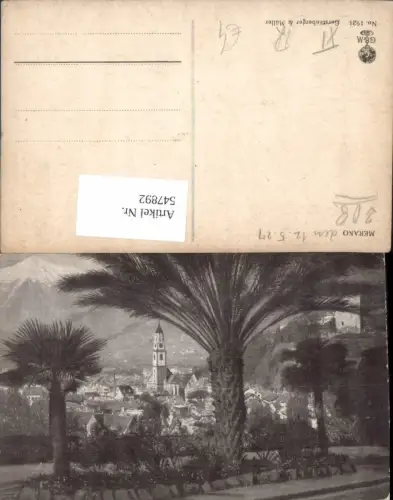 547892,Trentino Bolzano Meran Merano Palmen pub Gerstenberger e Müller 1923
