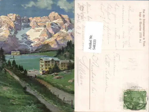 548333,Trentino tolle Künstler AK R.A. Höger Lago di Misurina Cortina Ampezzo