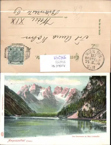 559259,Litho Italy Ampezzothal Durensee Dürrensee Monte Cristallo Toblach