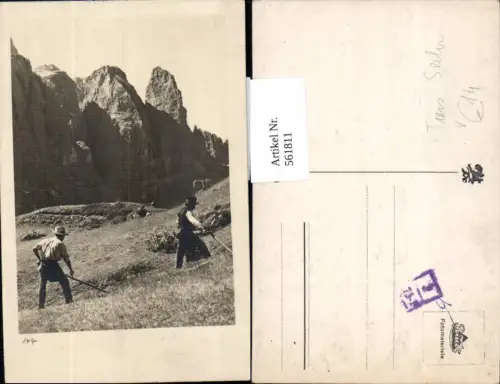 561811,Trentino Bolzano tolle Foto-AK Tiers Gröden St. Ulrich Sexten Dolomiten Bauern