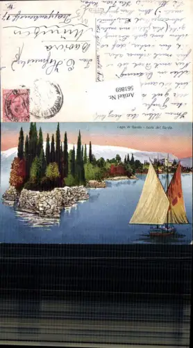 561869,Trentino Bolzano Lago di Garda Gardasee Isola Segelschiff