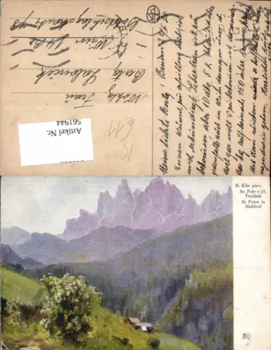 561944,Trentino Bolzano Künstler AK St. Peter Südtirol Villnöß Eisacktal