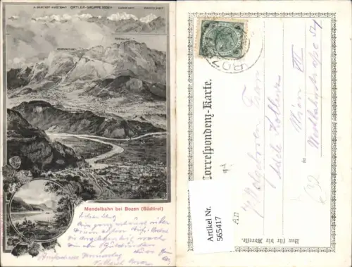 tolle AK Trentino Mendelbahn b. Bozen Bolzano Gries Kaltern Eppan Girlan