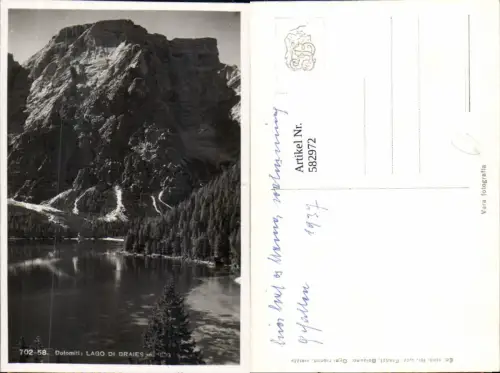582972,Trentino Bolzano Lago di Braies Dolomiten