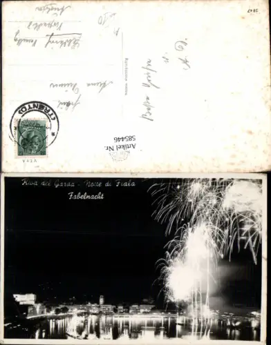 585446,seltene AK Trentino Trento Riva Lago di Garda Gardasee Fabelnacht Feuerwerk