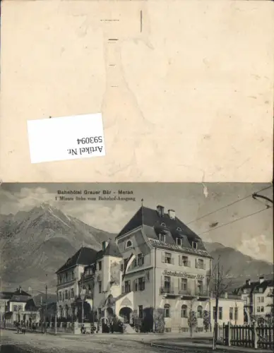 593094,tolle AK Trentino Meran Merano Bahnhotel Grauer Bär