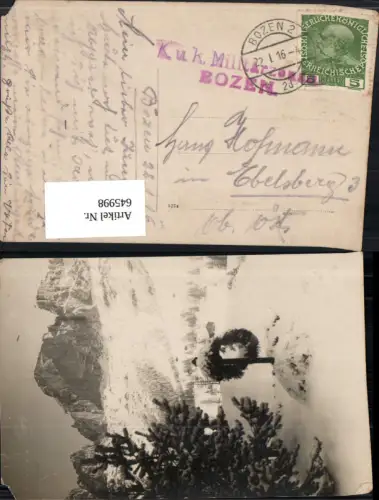 seltene Foto-AK Kriegergrab Dolomiten Trentino Sexten Bozen Dolomitenschlacht Sesto Südtirol