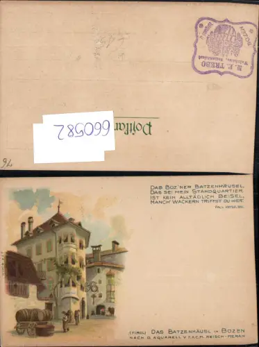 660582,Künstler Lithographie F.A.C.M. Reisch Meran Bozen Bolzano Batzenhäusl