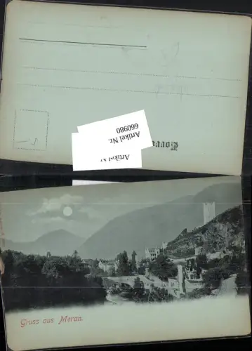 660980,Trentino Mond Lithographie Gruss aus Meran Merano