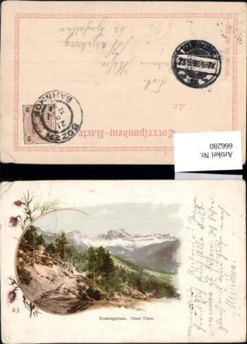 666280,Lithographie Rosengarten Obertiers Tiers Bozen Bolzano