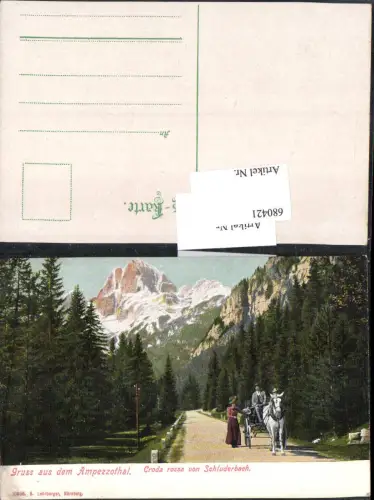 680421 Trentino Gruss aus dem Amepzzotal Schluderbach Kutsche Croda Rossa pub Lehrburger 10936