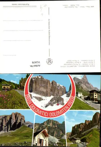 712478 Mehrbild AK Passi Dolomiti Pässe Canazei Passo Pordoi Passo Falzarego Passo Rolle Passo Sella Südtirol