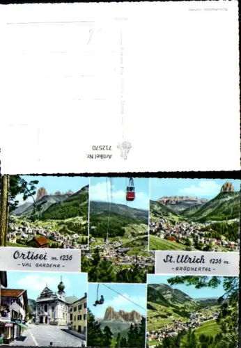 712570 Mehrbild AK Ortisei Val Gardena St Ulrich Grödnertal Seilbahn Gondel Südtirol