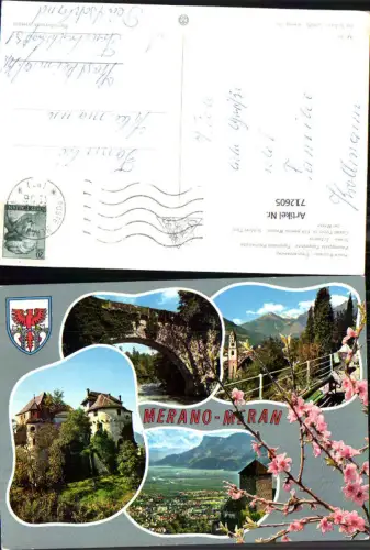 712605 Mehrbild AK Merano Meran Ponte Romano Steinernersteg Passeggiata Tappeiner Scena Schönna Südtirol