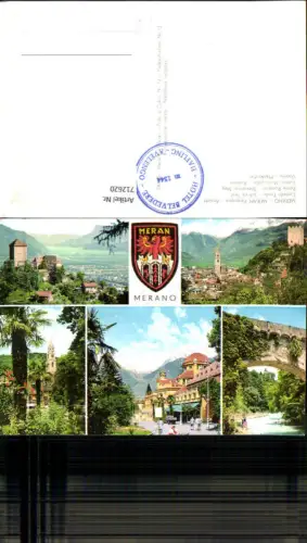 712620 Mehrbild AK Merano Meran Panorama Castello Tirolo Ponte Romano Duomo Südtirol
