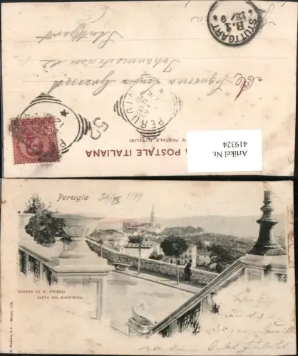 419324,Umbria Perugia Chiesa di S. Pietro vista dai Giardini Teilansicht