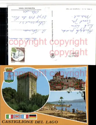 472997,Umbria Perugia Castiglione del Lago Strand Turm Mehrbildkarte