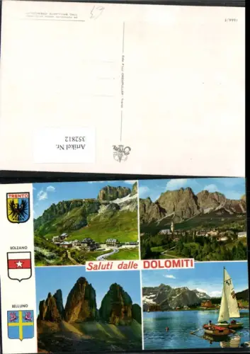 352812,Dolomiti Dolomiten Bergpass Bergkulisse Drei Zinnen Segelboot Mehrbildkarte
