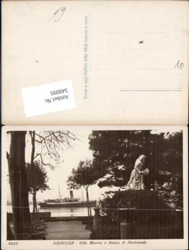 548095,Italy Siracusa Villa Marina Statua Archimedes Dampfer Hochseeschiff