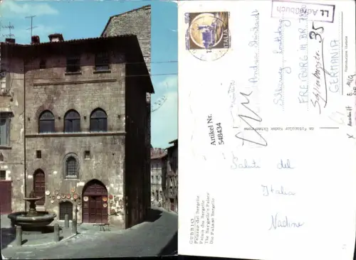 548434,Italy Gubbio Palazzo del Bargello Stp. lt. Adreßbuch Postvermerk Post