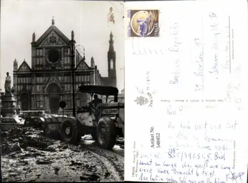 Italy Firenze S. Croce November 1966 Bagger Radlader Unwetter Yale