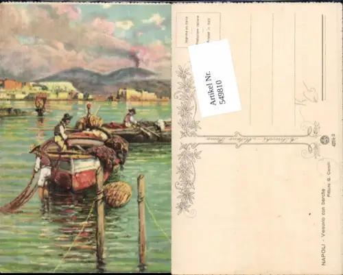 549810,Künstler AK G. Carelli Napoli Neapel Vesuvio con barche