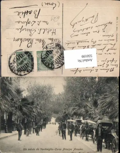550199,Italy tolle AK Ventimiglia Corso Principe Amedeo Kutschen