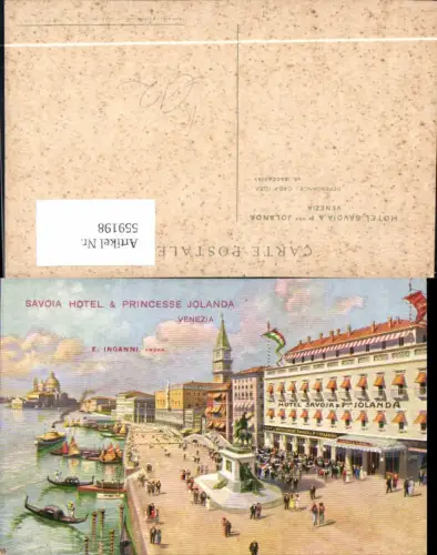 559198,Künstler Ak S. Zaccaria Italy Venezia Venedig Savoia Hotel Princesse Jolanda