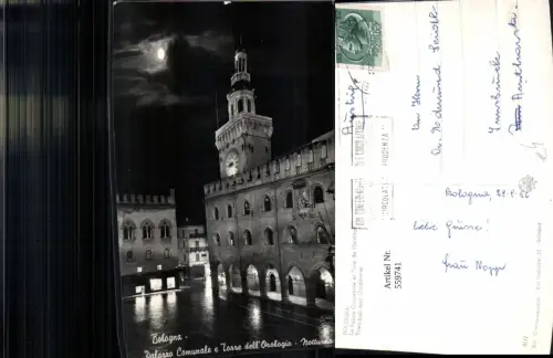 559741,Italy Bologna Palazzo comunale e Torre del Orologio Uhrturm b. Nacht