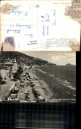 559749,Italy Alassio Riviera di fiori La ridente spiaggia verso la Coscia Der Strand Blumen Ufer Strandleben