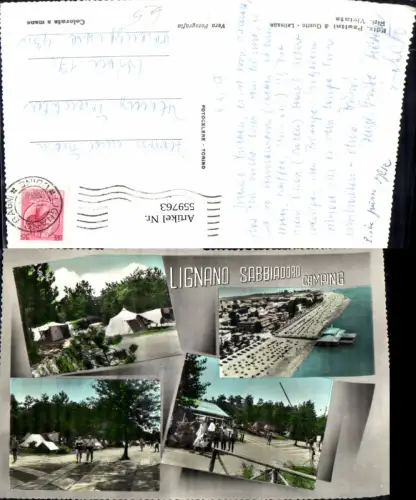 559763,Mehrbild Ak Italy Lignano Sabbiadoro Camping Zelt Strandleben Urlaub