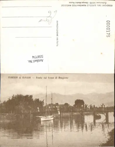 559774,Repro Italy Marina di Massa Ponte sul fosso di Brugiano Brücke Segelboot