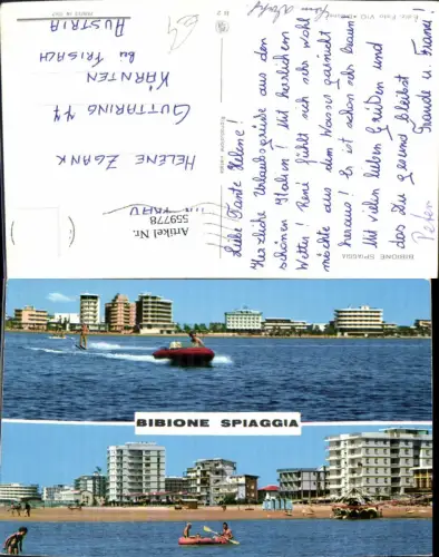 559778,Mehrbild Ak Italy Bibione Spiaggia Strand Schlauchboot Motorboot Wasserski