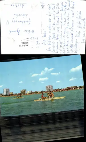 559781,Italy Lido di Bibione Panorama dal mare Ruderboot Strand
