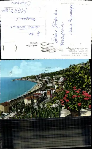 559783,Italy Riviera di Fiori Bordighera Conca d Arziglia Eisenbahn Kakteen Küste