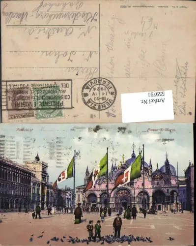 559791,Italy Venezia Venedig Piazza S. Marco Markusplatz Tauben pub Photochromoie Purger Co 8508