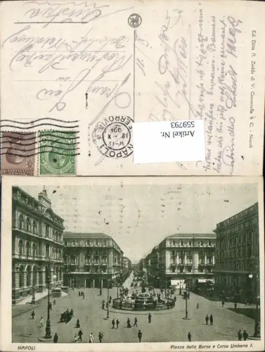 559793,Italy Napoli Neapel Piazza della Borsa e Corso Umberto I Statue