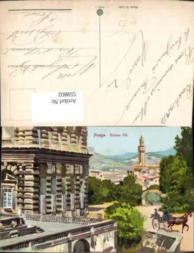 559802,Künstler Ak Italy Firenze Florenz Palazzo Pitti Kutsche Pferd