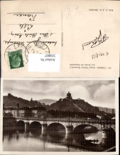 559807,Italy Torino Turin Ponte Vittorio Emanuele I con Monte de Cappuccini Brücke