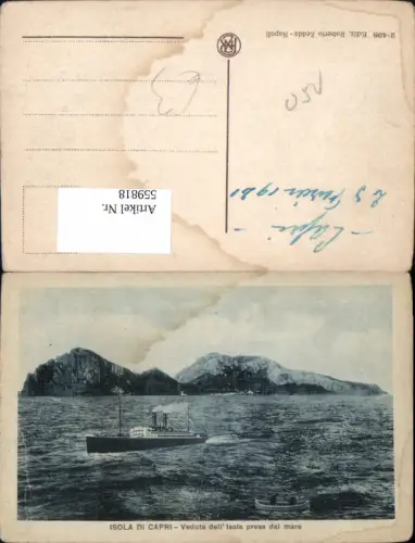 559818,Italy Isola di Capri Veduta dell Isola presa dal mare Schiff Dampfer Boot