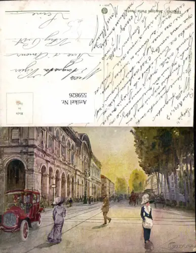 559826,Künstler Ak Guerron Italy Torino Turin Stazione Porta Nuova Automobil Oldtimer