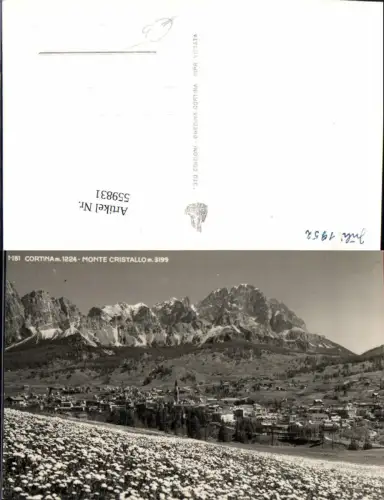 559831,Italy Cortina d’Ampezzo Monte Cristallo Totale Juli 1952