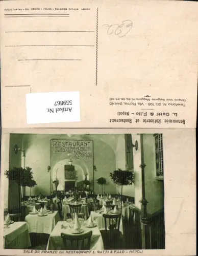 559867,Italy Napoli Neapel Sale da Pranzo del Restaurant L. Gatti e F.Llo Reklame