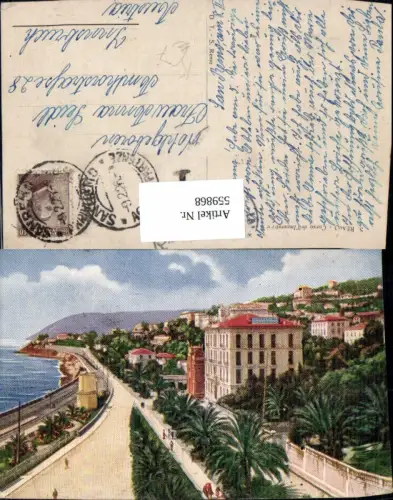 559868,Künstler Ak Italy San Remo Sanremo Corso del Imperatrice Küste Promenade