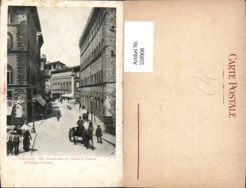 559908,Italy Firenze Florenz Via Tornabuoni dal Ponte S. Trinita Kutsche