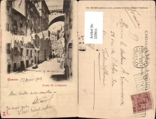 559911,Italy Genova Genua Ponti di Carignano 1903 Wäscheleinen