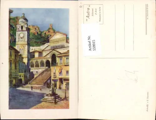 559915,Künstler Ak Italy Amalfi Il Duomo Dom Brunnen