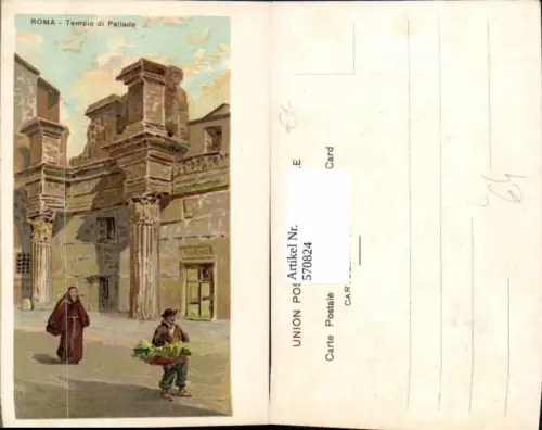 570824,Litho Rom Roma Tempio di Pallude Mönch Italy